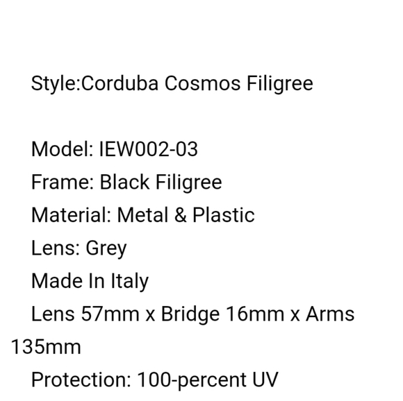 😎INVOCTA Corduba Cosmo Black/Gray Lens Filigree Sunglasses - Picture 14 of 15